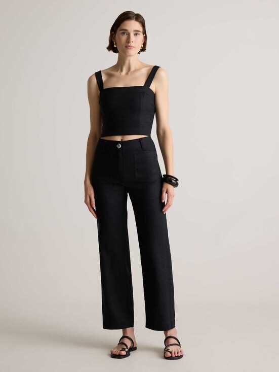 Pants - Quince Wide Leg Linen Patch Pocket Pant size 6 in black